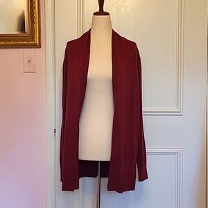 NWOT LANDS END burgundy open cardigan